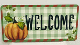 12" x 6" Welcome with Pumpkin Fall Wreath Sign