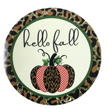 Hello Fall Pumpkin Wreath Metal Sign