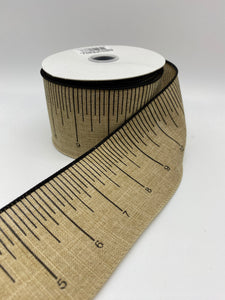 2.5" x 10YD Beige Ruler Wired Ribbon