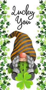 12" x 6" Lucky You Gnome  Wreath  Sign