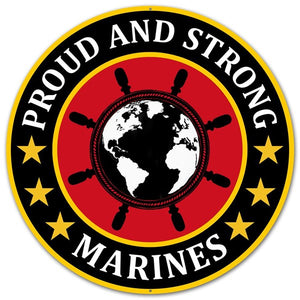 12"Dia Metal Proud And Strong Marines