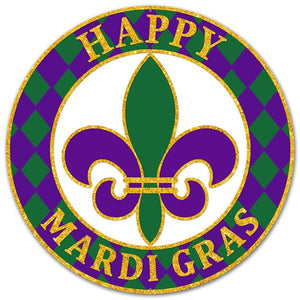 12"Dia Metal "Happy Mardi Gras" Sign Mardi Gras