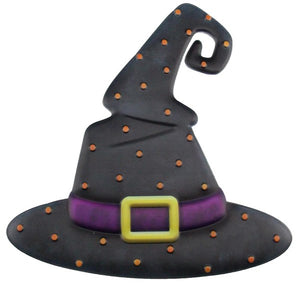 12"H X 12"L Metal Embossed Witch Hat Black/Purple/Orange