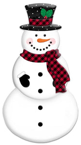 12"H X 6.5"L Embossed Snowman W/Scarf White/Red/Emerald/Black