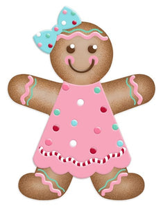 13"Hx10"L Metal Gingerbread Girl Sign Tan/Pink/Blue/White/Red