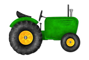 12”Lx8.5”H Metal/Embossed Tractor Grn/Ylw