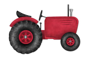 12”Lx8.5”H Metal/Embossed Tractor Lt Red/Dk Red