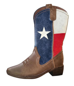 12.5"H Texas Flag Cowboy Boot Blue/Red/White/Brown