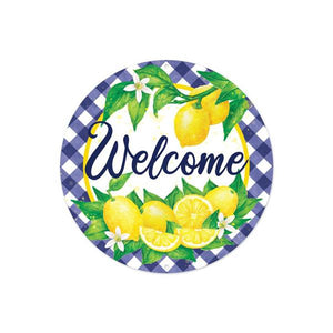 8"Dia Welcome W/Lemons W/Check Border Yellow/Green/White/Blue