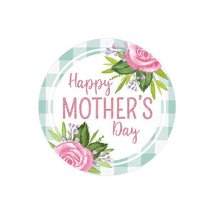 8"Dia Metal/Gltr Happy Mothers Day Sign White/Pink/Green/Lav