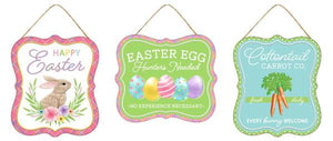 7"Hx6"L Embossed Tin Easter Sign 3 Assorted Styles