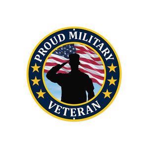 8"Dia Metal Proud Military Veteran Rd/Wht/Bl/Ylw/Blk