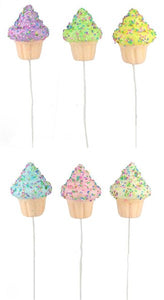 11"L Sprinkles Cupcake Pick 6 Asst Colors (choose color)