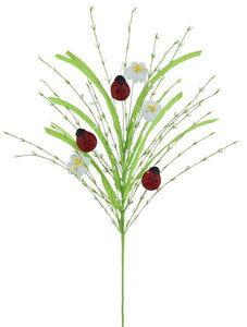 28"L Paper Grass/Pip Flower Ladybug Spry Green/Red/Black/White