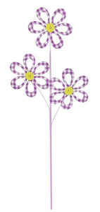 26"L Fabric Hollow Gingham Flower Spray Lavender/White/Yellow