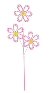 26"L Fabric Hollow Gingham Flower Spray Lt Pink/White/Yellow