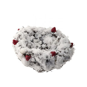 6.5" W x 3"D Twig Snow Nest Red Berries Clip Ornament