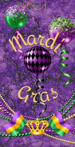 12" x 6" Mardi Gras Beads Wreath  Sign