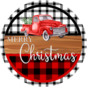 Red Truck Merry Christmas Sign (Choose Size)