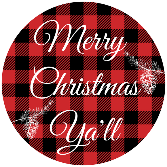 Merry Christmas Y'all Wreath Sign (Choose Size)