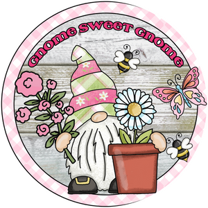 Gnome Sweet Gnome Pink Butterfly (Choose Size)