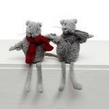 9.5" Christmas Plush Mouse with Scarf (Choose Burgundy or Grey)