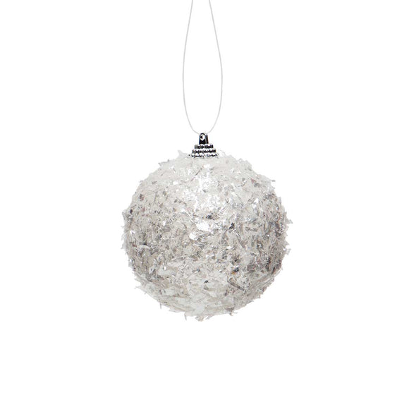 White/Ivory Glitter Ball Ornament 3.5