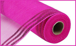 10.25"X10Yd Border Stripe Metallic Mesh Hot Pink W/Hot Pink Foil