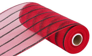 10"X10Yd Vertical Wide Stripe Mesh Red/Black