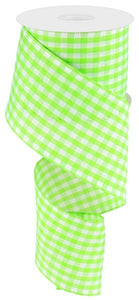 2.5"X10Yd Gingham Check Lime Green/White