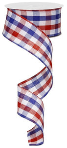 1.5"X10YD Red,White,Blue Gingham Check