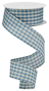 1.5"X10YD PRIMITIVE Blue/Ivor GINGHAM CHECK