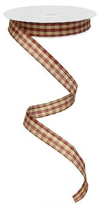 5/8"X10Yd Gingham Check RED/TAN
