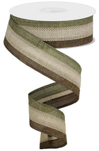 1.5"X10Yd 3 Color 3-In-1 Royal Burlap Brown/Lt Tan/Fern Green
