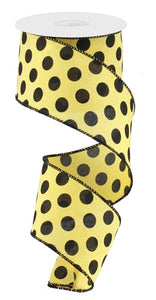 2.5"X10Yd Medium Polka Dot Royal Burlap Yellow/Black