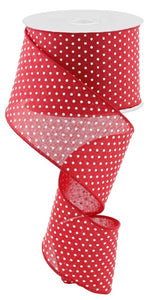 2.5"X10Yd Raised Swiss Dots On Royal Red/White