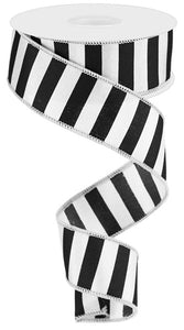 1.5"X10Yd Medium Horizontal Stripe White/Black