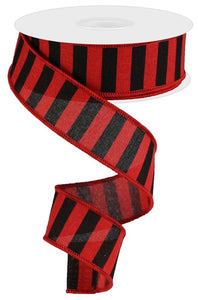 1.5"X10Yd Medium Horizontal Stripe/Royal Red/Black