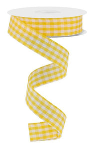 7/8"X10Yd Gingham Check Golden Yellow/White