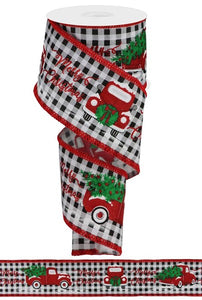 2.5"X10Yd Christmas/Truck/Gingham/Stitch White/Red/Green