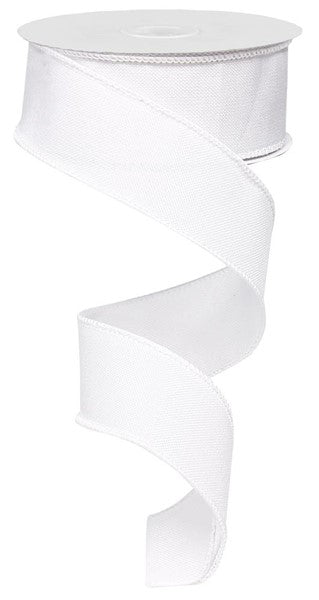 1.5 x 50 yd Diagonal Weave Wired Ribbon in White