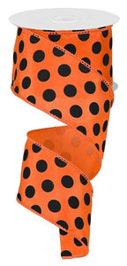 2.5"X10Yd Large Polka Dot Orange/Black