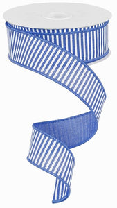 1.5"X10Yd Horizontal Stripes/Royal  Blue/White