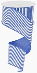 2.5"X10Yd Horizontal Stripes/Royal  Blue/White