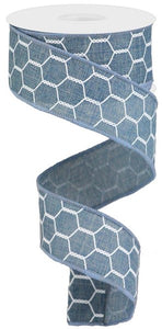 1.5"X10Yd Chicken Wire On Royal Faded Denim/Wh