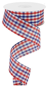 1.5"X10Yd Woven Gingham Check Red/White/Blue