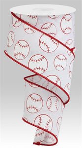 2.5"X10Yd Glitter Baseball On Royal White/Red