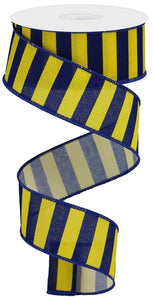 1.5"X10Yd Medium Horizontal Stripe/Royal  Dark Blue/Yellow