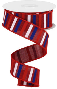 1.5"X10Yd Horizontal Stripe On Royal Burg/Red/Blue/Wh