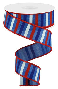 1.5"X10Yd Horizontal Stripe On Royal Royal Blue/Red/Blue/Wh